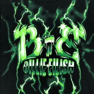 Billie‎ Eilish Black Graphic T Shirt Lightning Bolt Small Pop Music